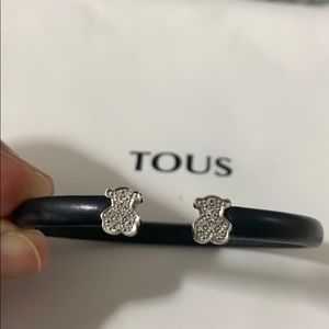 leather bracelet in white gold and diamonds